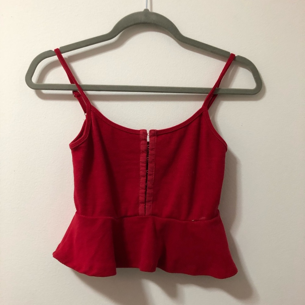 Red Crop peplum top